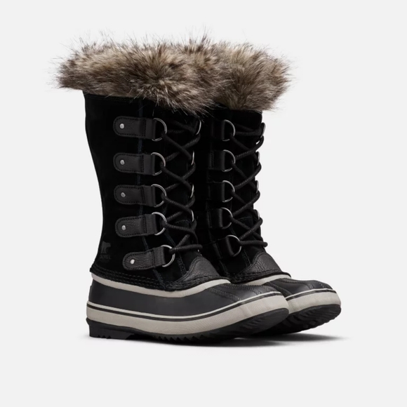 NWT SOREL Joan of Arctic Faux Fur Waterproof Snow Boot in Black/Quarry size 8 - Picture 9 of 9